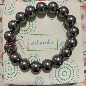 Stella & Dot Metallic Gray Beaded Bracelet